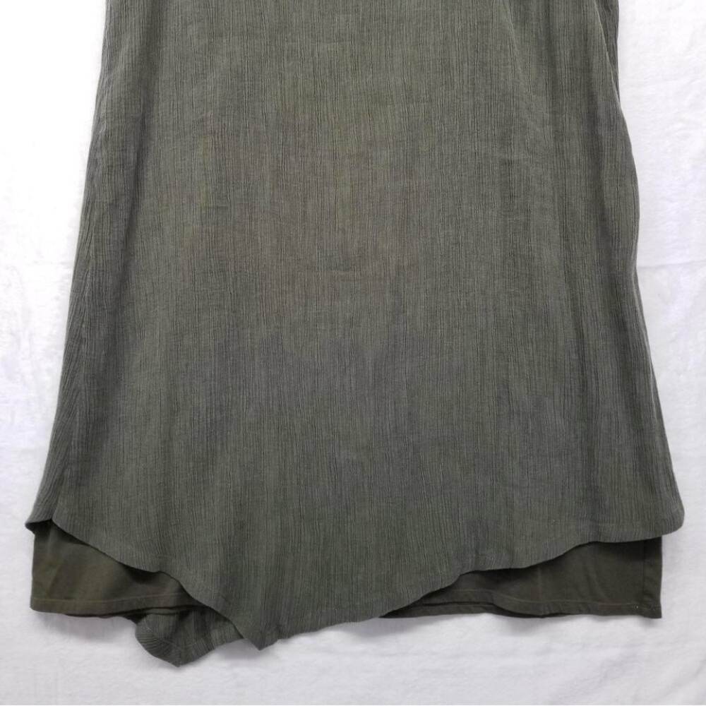 J. Jill Pure Jill Lagenlook Tank Dress XL Dark Olive Green Gauze Jersey layered - Picture 3 of 11